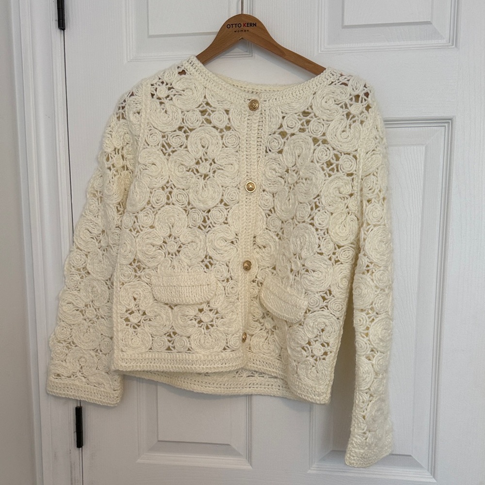 Women's Cream Crochet Sweater Zara